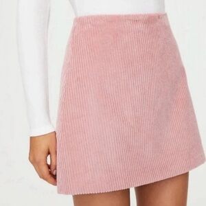 Aritzia Pink Corduroy A-Line Mini Skirt